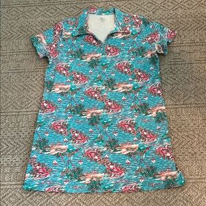 Kim Rogers Blue and Red Patterned Mini Dress